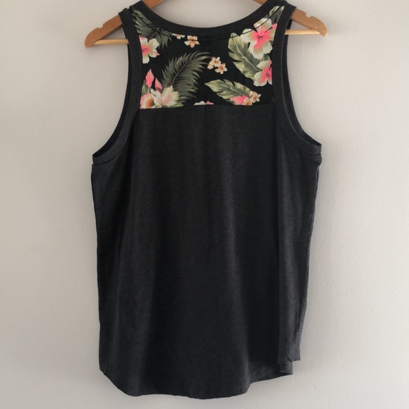 PINK Victoria's Secret Black Tank Top with Floral Accents - Picture 2 of 5